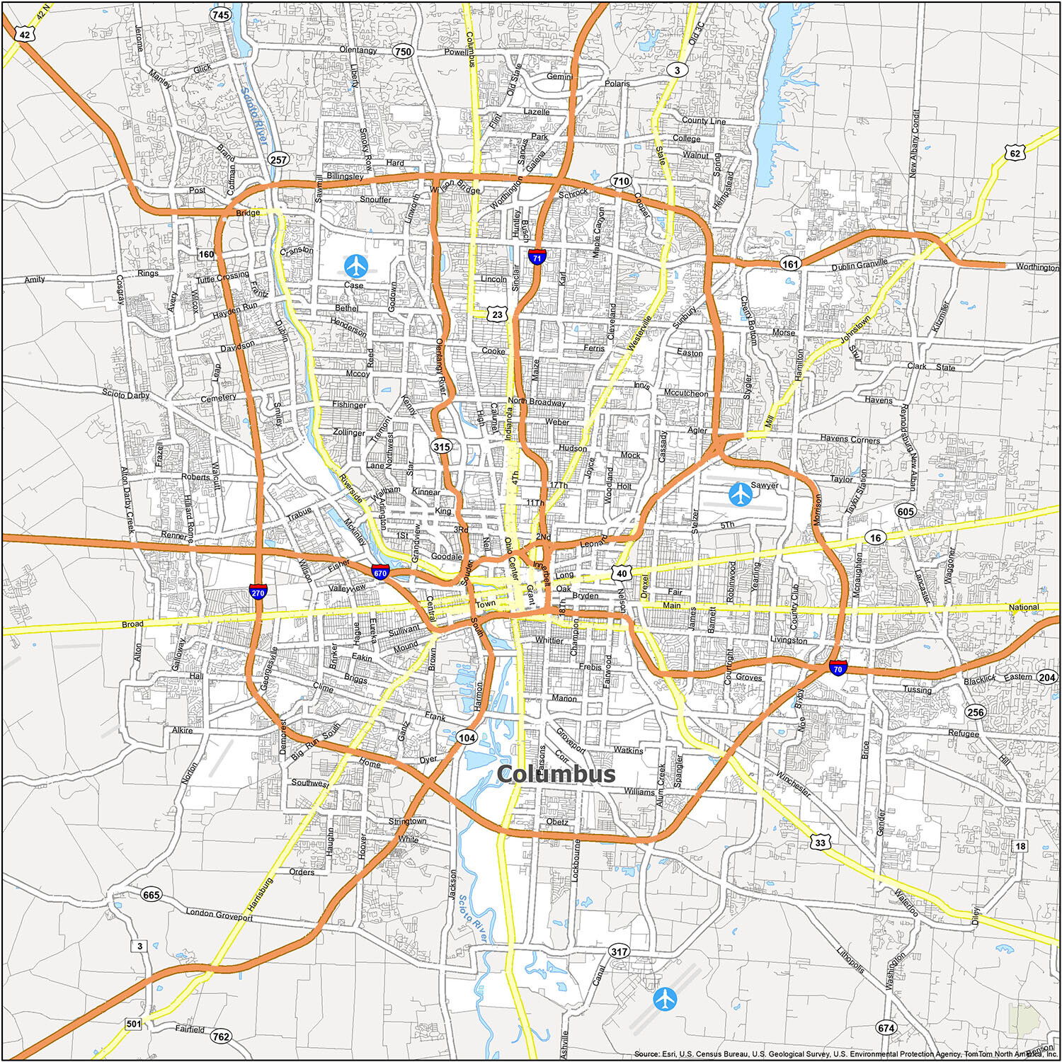 Map of Columbus Ohio - GIS Geography