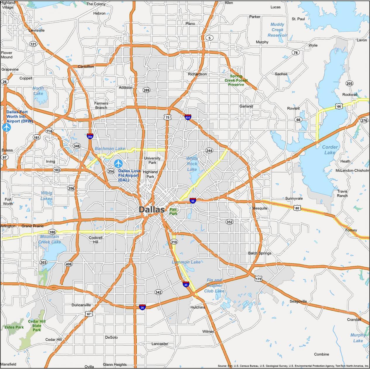 Dallas Map Texas GIS Geography   Dallas Map Texas 1265x1264 