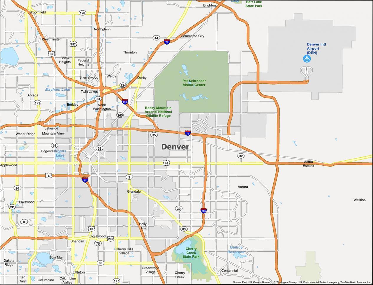 Denver Map Colorado 1265x965 