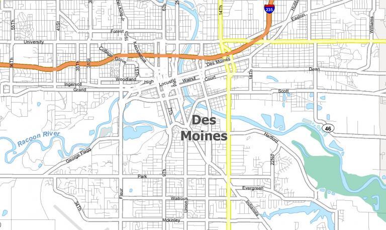 rainfall totals map for des moines