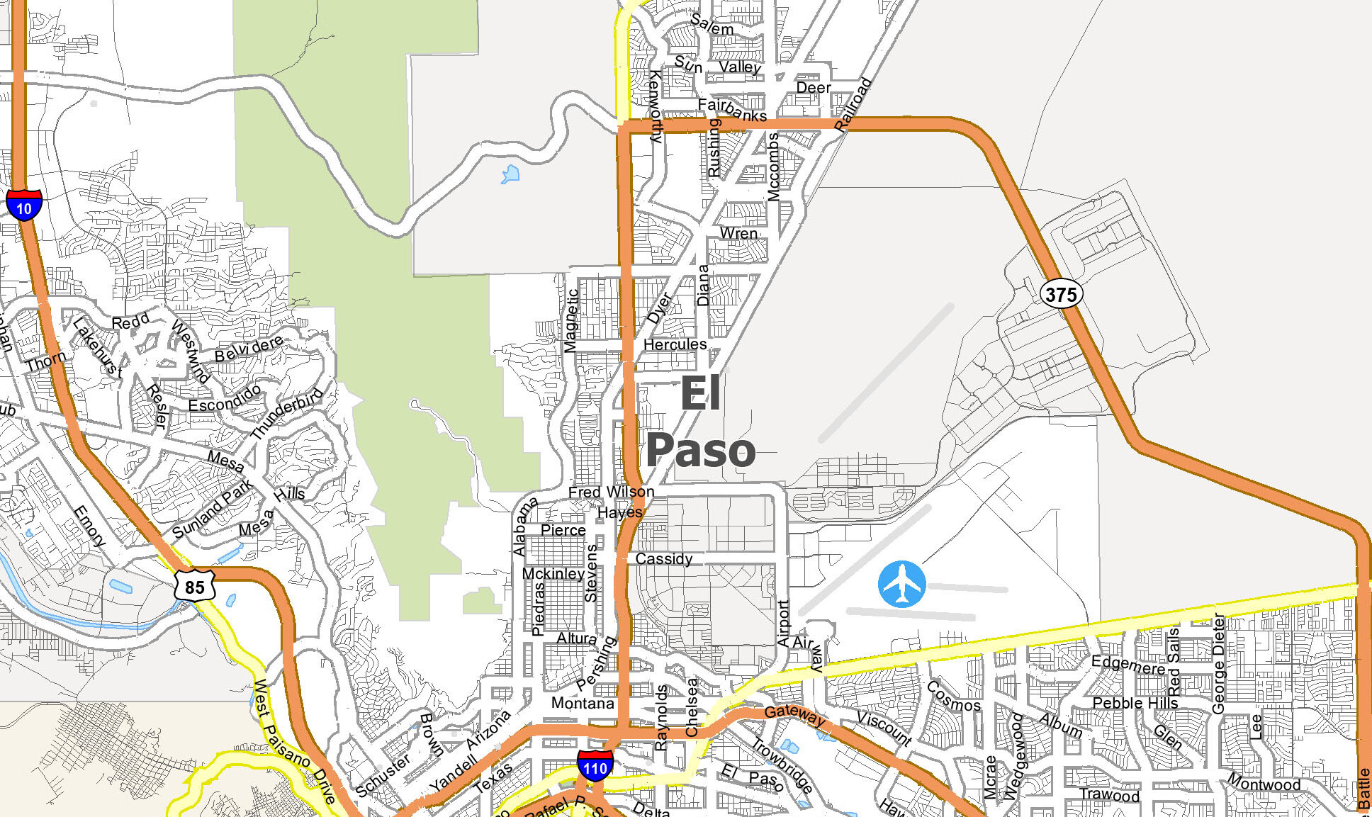 El Paso Map In Texas Vivie Jocelyne