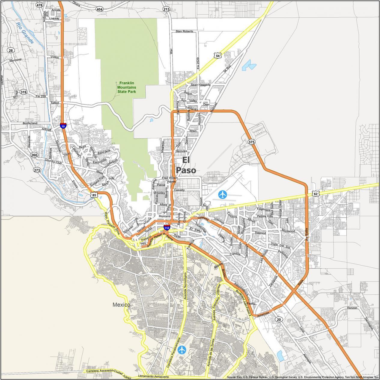 El Paso In Texas Map El Paso Texas Map - Gis Geography