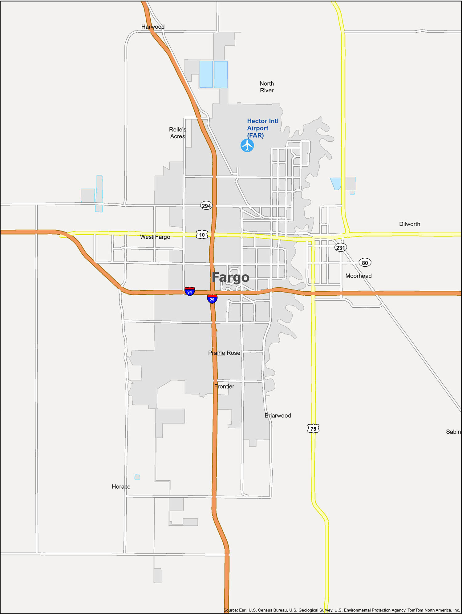Map Of Fargo North Dakota GIS Geography