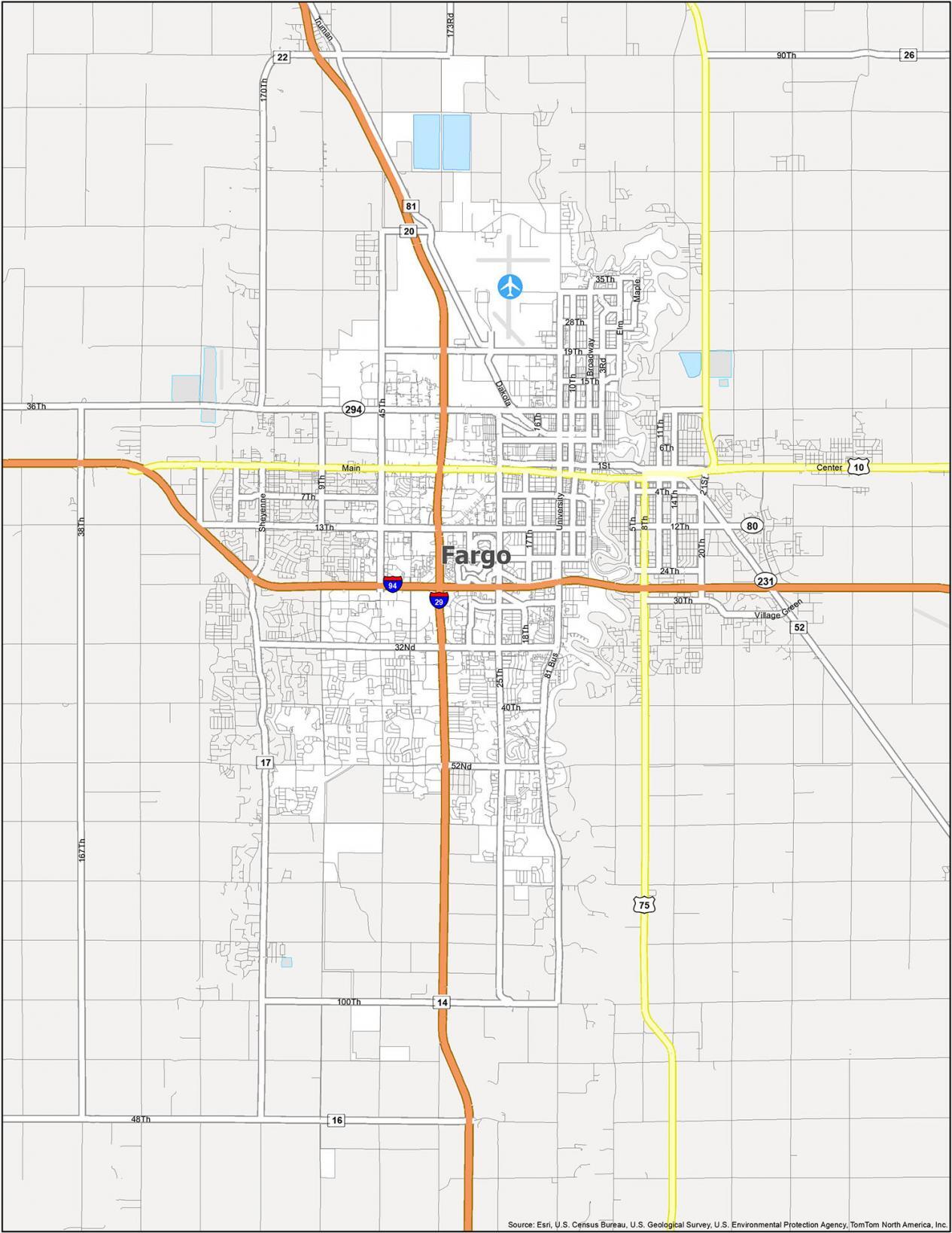 Map of Fargo, North Dakota GIS Geography