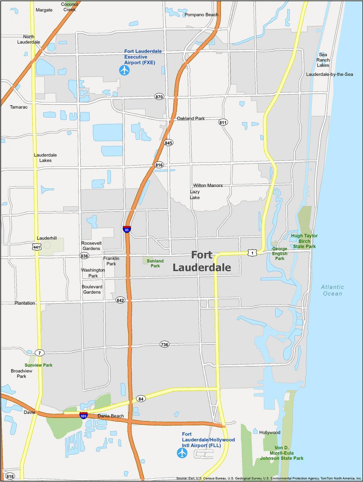 Fort Lauderdale Street Map Fort Lauderdale Map, Florida - Gis Geography