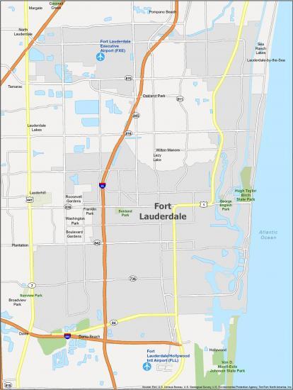Fort Lauderdale Map Florida 414x550 