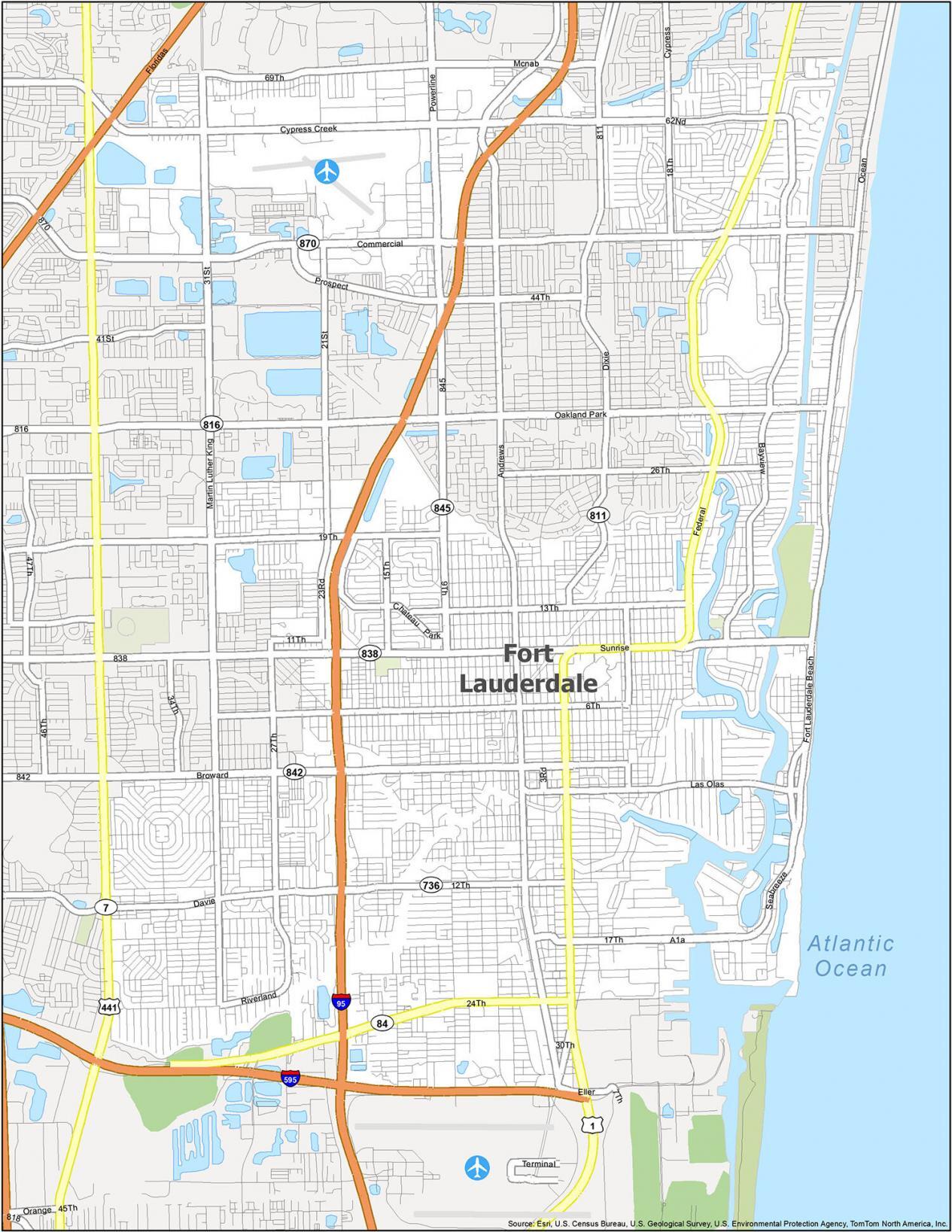 Fort Lauderdale Map Florida GIS Geography   Fort Lauderdale Road Map 1265x1637 