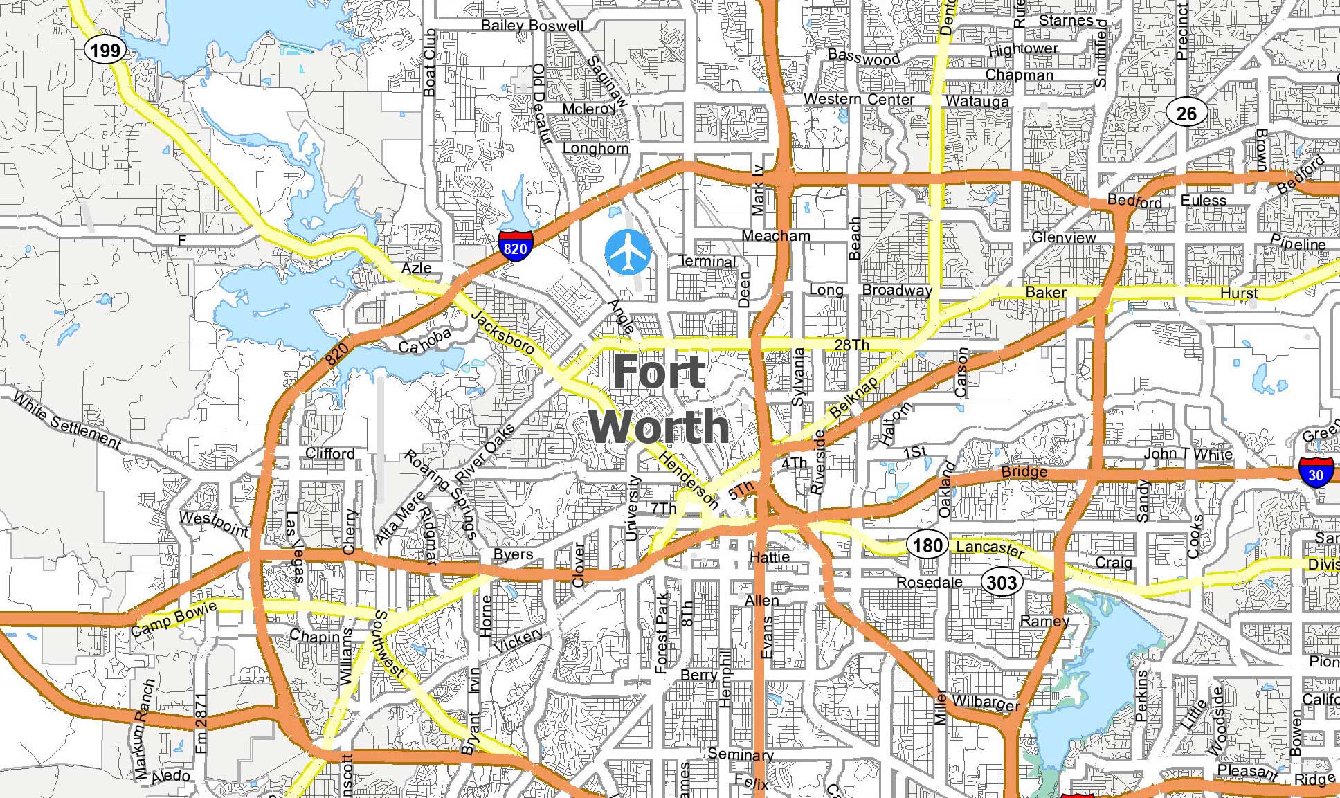 Fort worth, tx city map