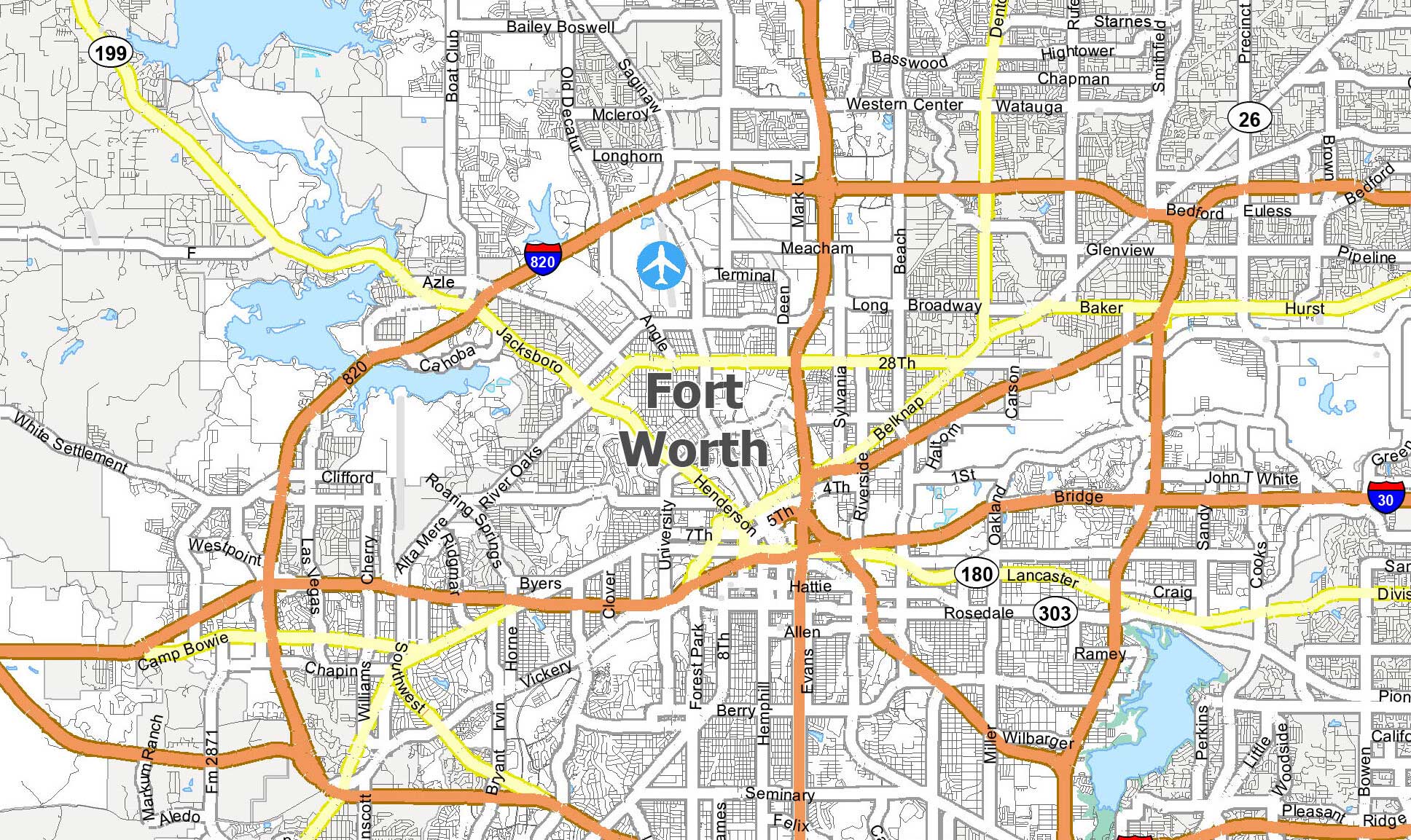 Map Of Texas Showing Fort Worth - Emilia Natividad