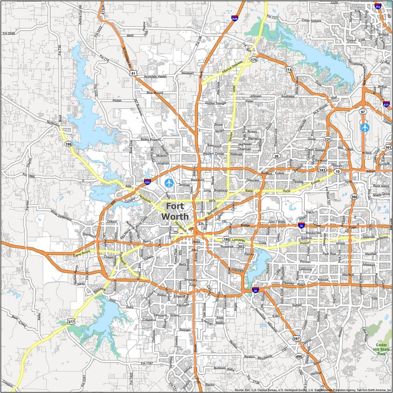 Fort Worth Road Map 1265x1265 