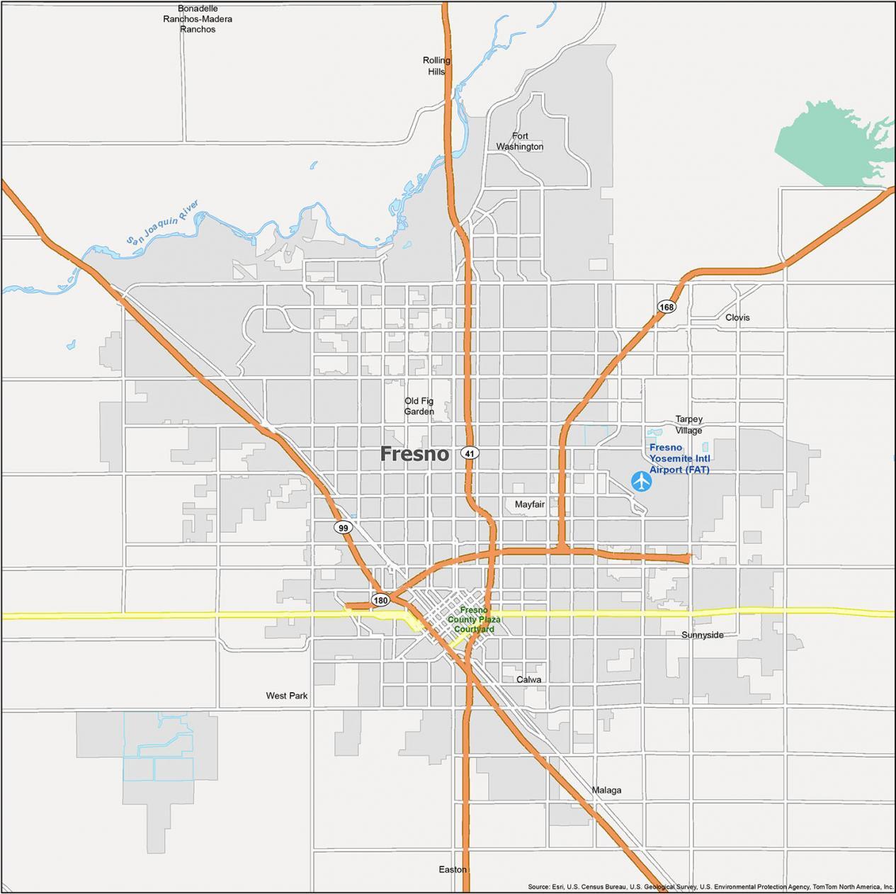 Map Of Fresno And Surrounding Cities Fresno California Map - Gis Geography