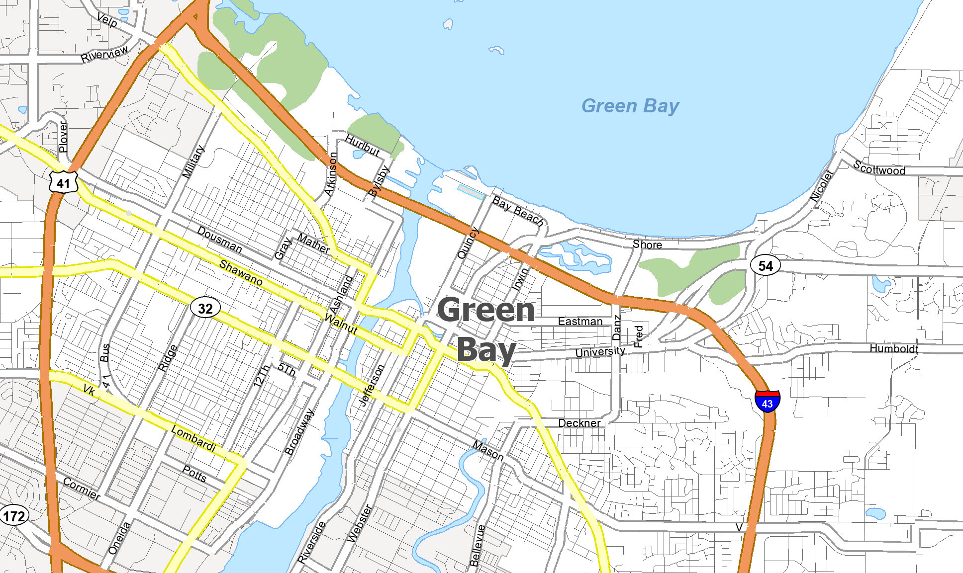 Map of Green Bay, Wisconsin - GIS Geography