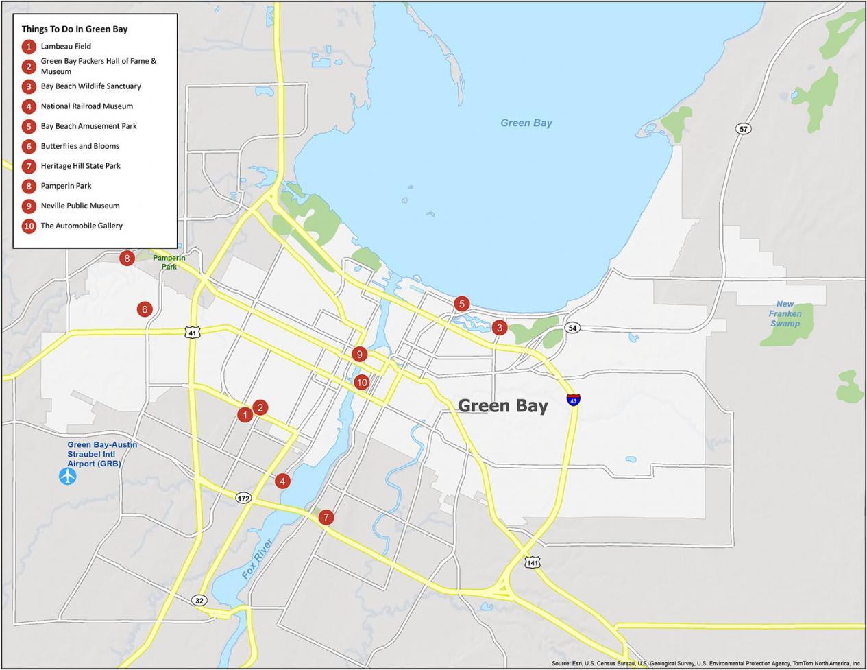 Map Of Downtown Green Bay