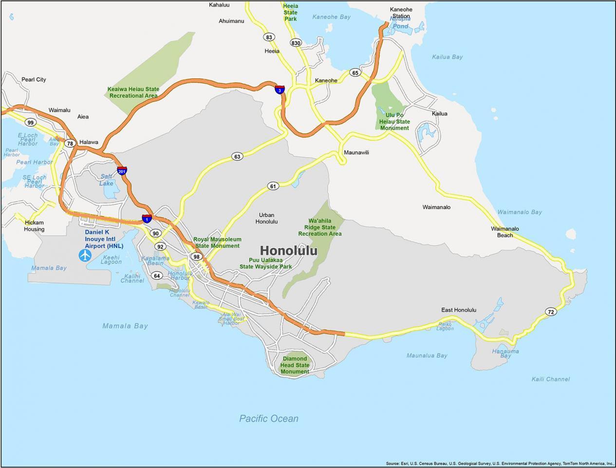 Honolulu Map Hawaii GIS Geography