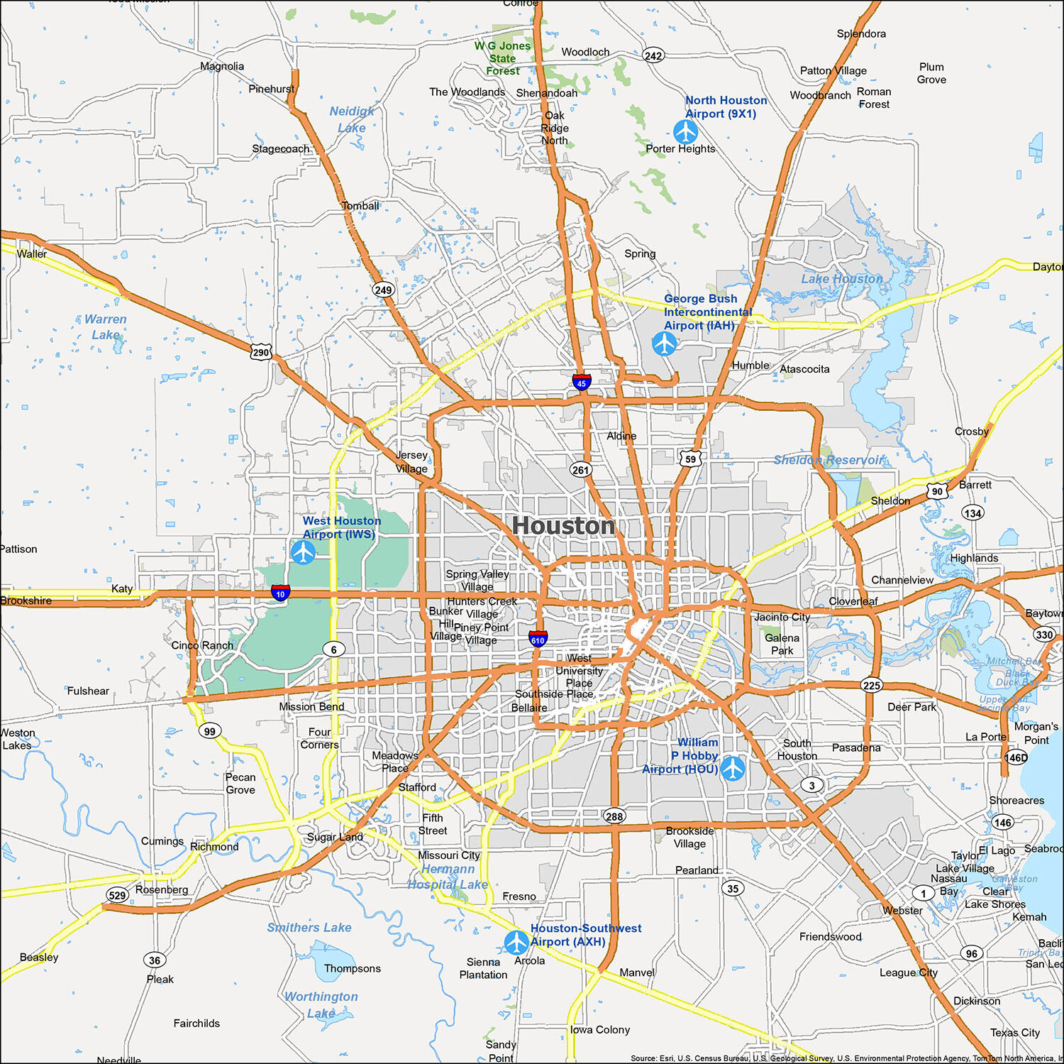 Map Of Houston And Surrounding Cities - Adrian Kristine