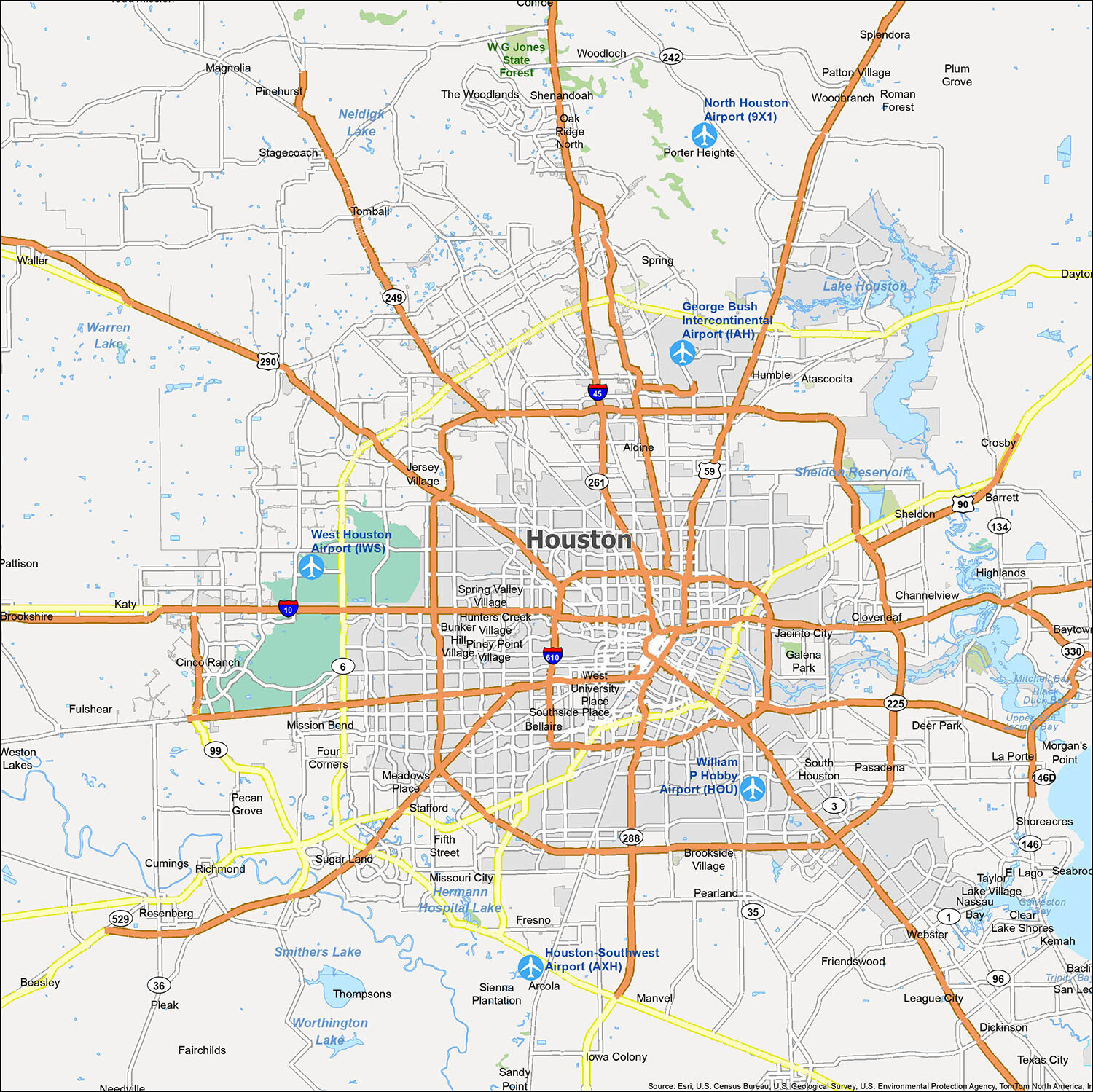 Map of Houston, Texas GIS Geography