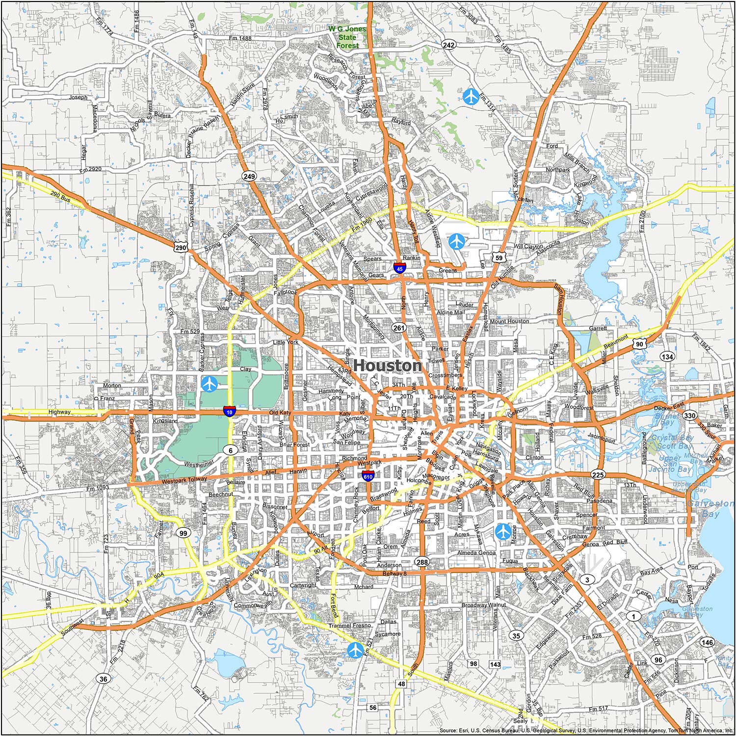 Houston Texas City Map - Kasey Matelda