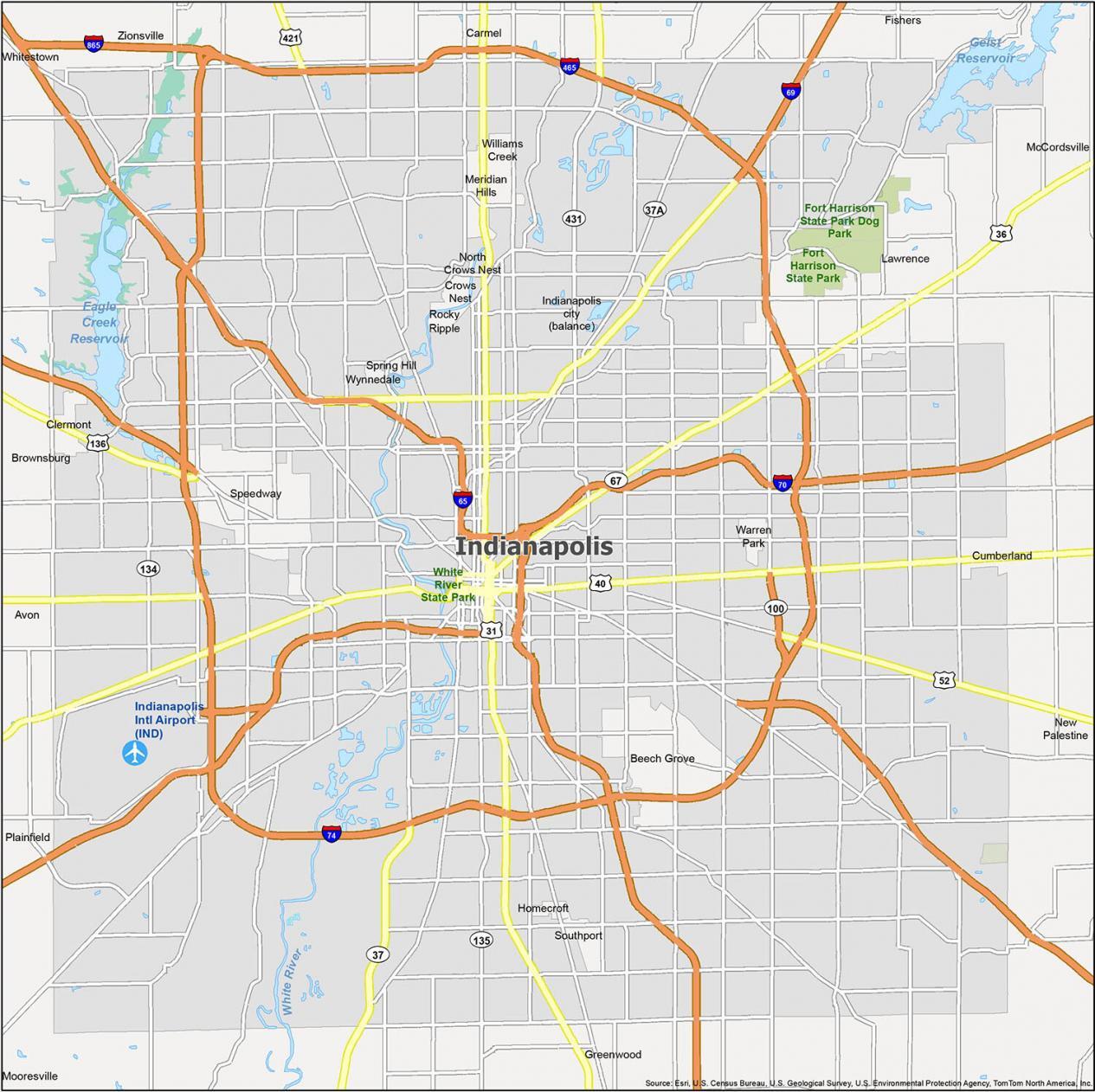 Indianapolis Map Indiana 1265x1262 