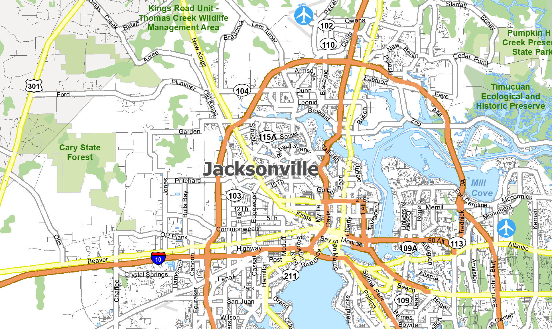 Map of Jacksonville, Florida GIS Geography