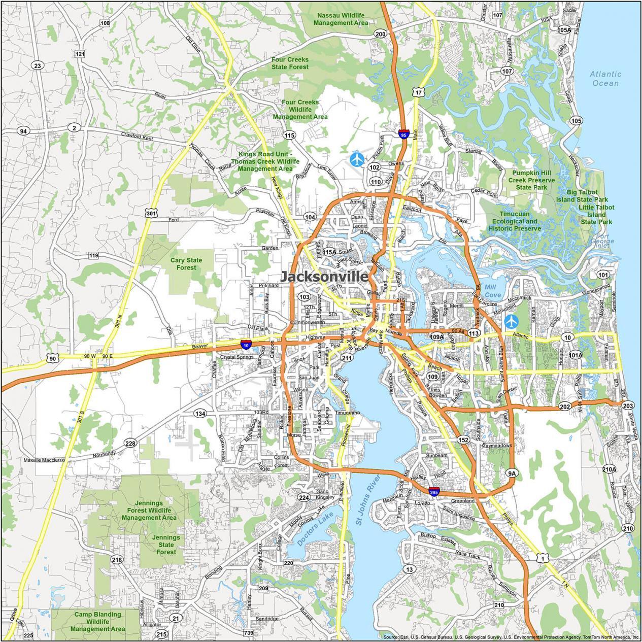 Map of Jacksonville, Florida GIS Geography