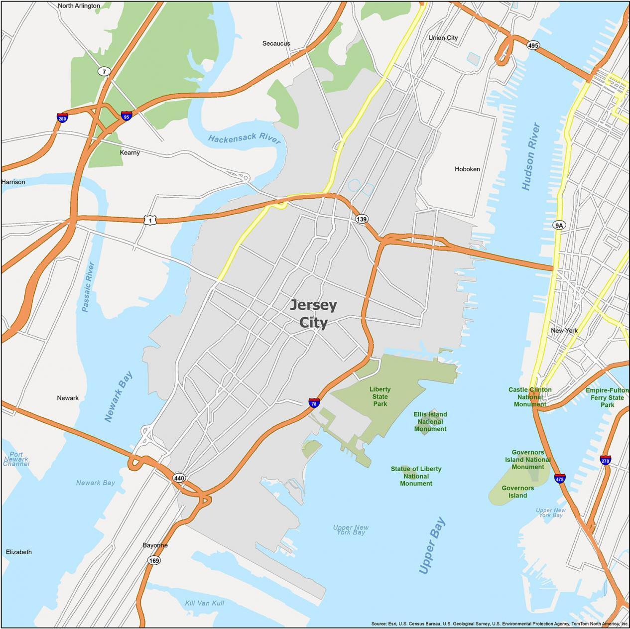 Jersey City Map New Jersey