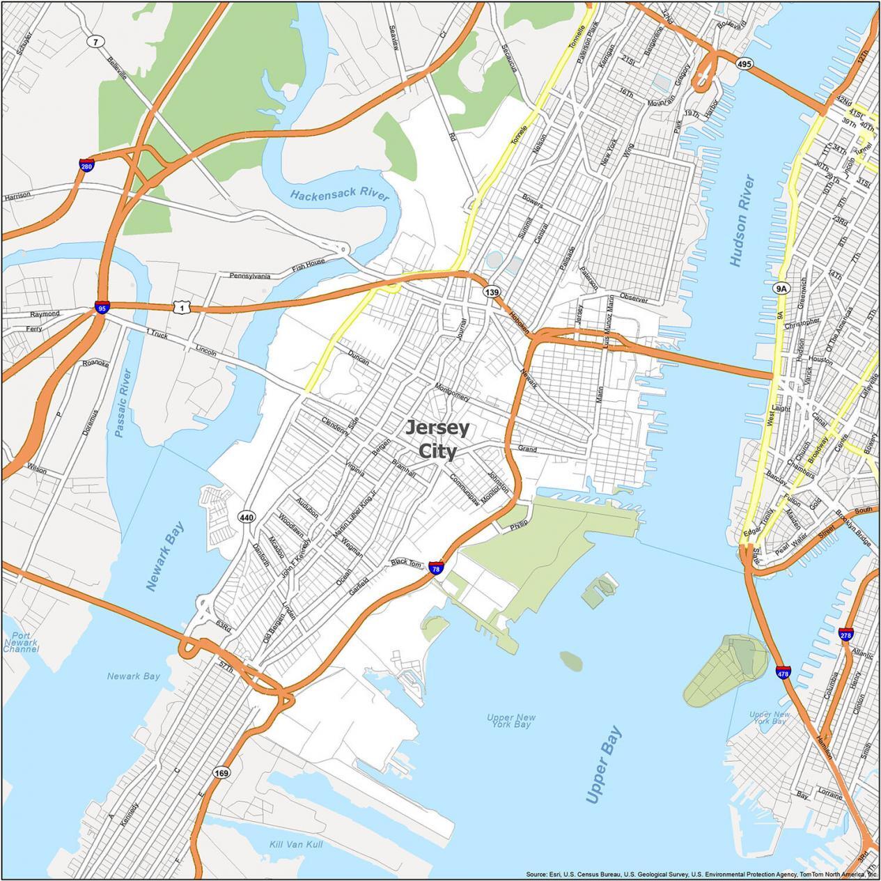 New York & Jersey City - city map, Country profile