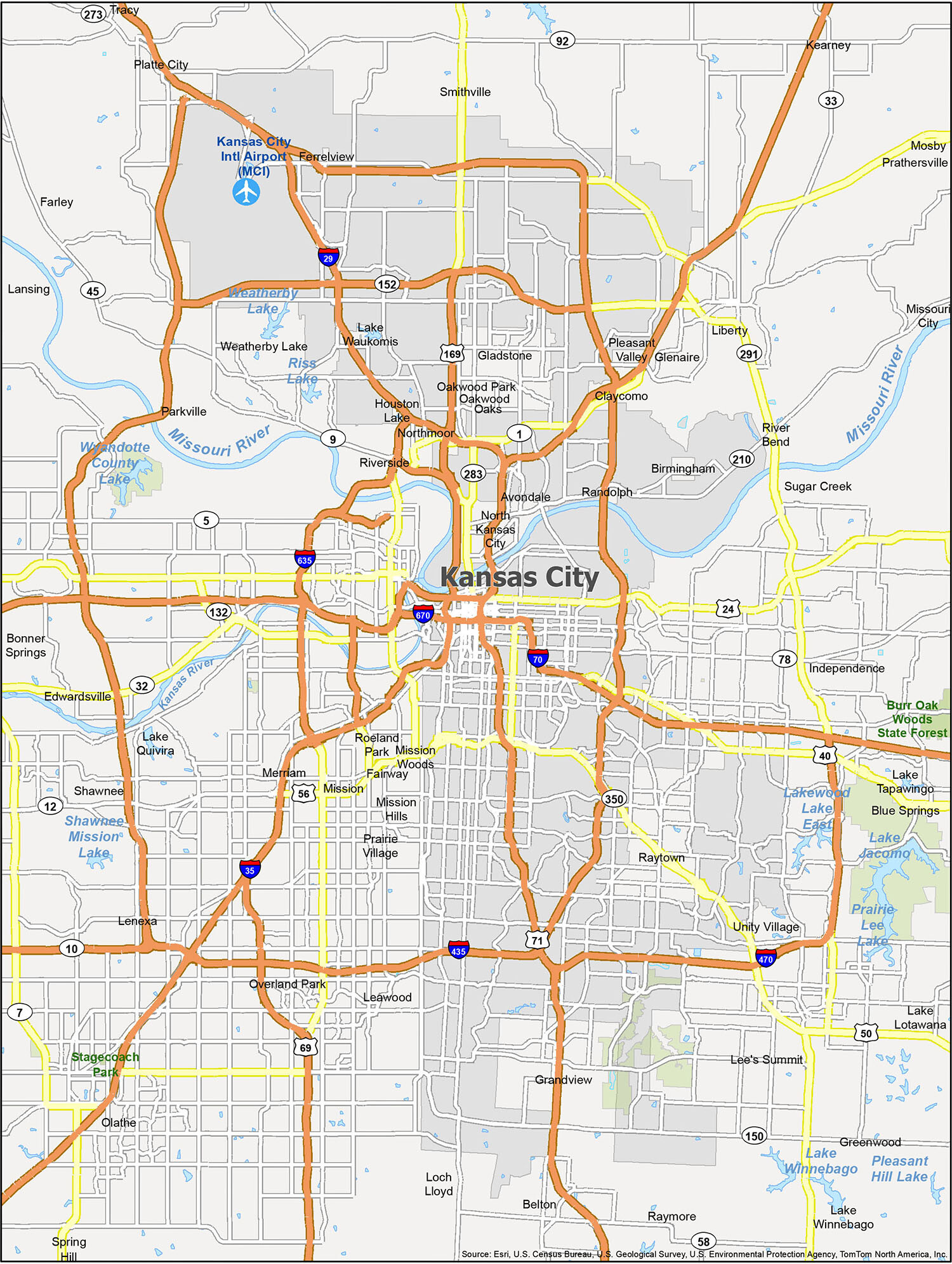 Show Me A Map Of Kansas City Kansas City Map, Missouri - Gis Geography