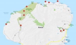 Kauai Island Map, Hawaii