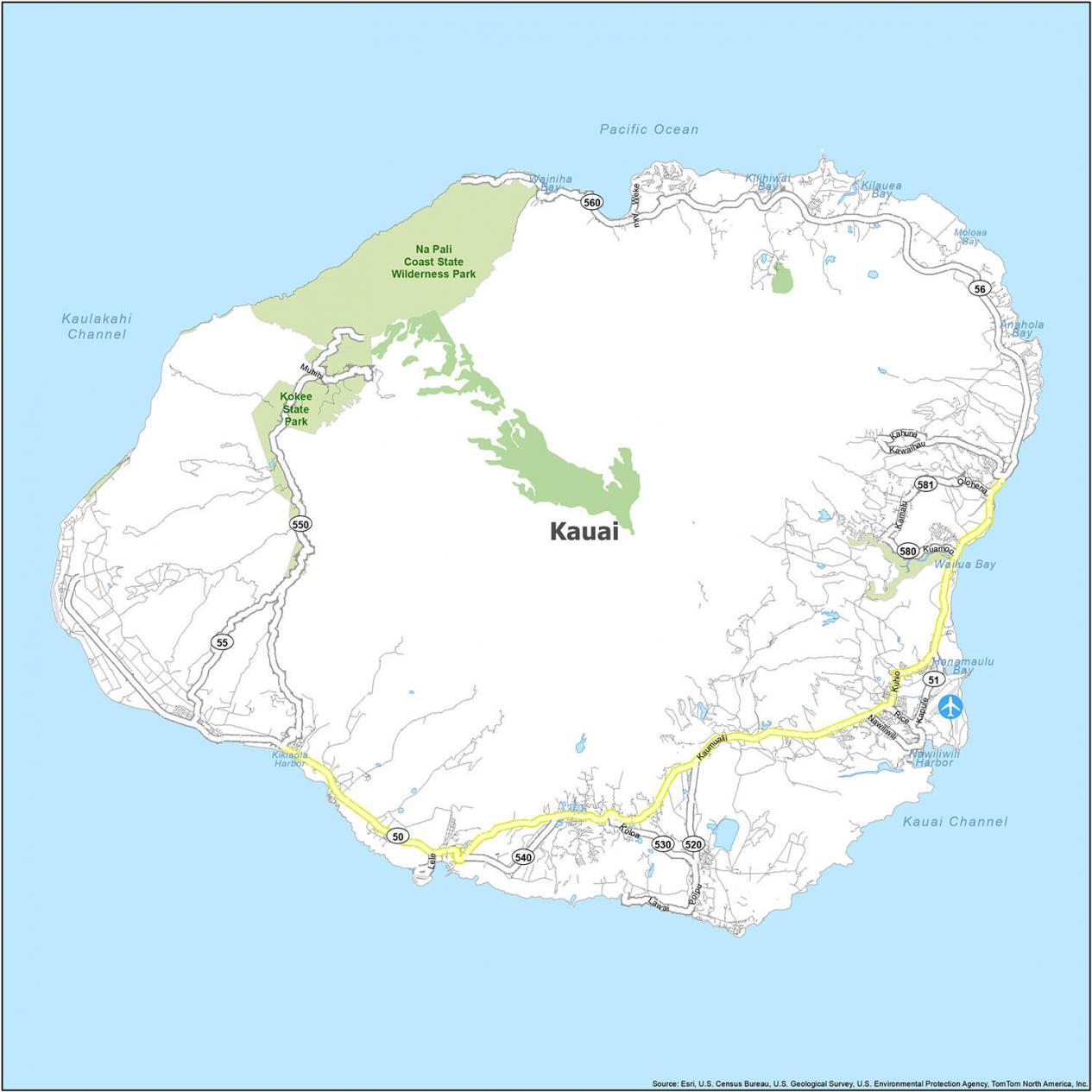 Kauai Zip Code Map Kauai Island Map, Hawaii - Gis Geography