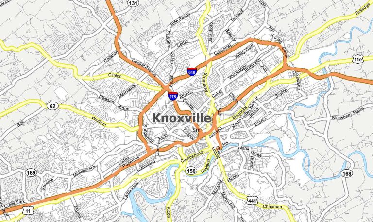 Map of Knoxville, Tennessee