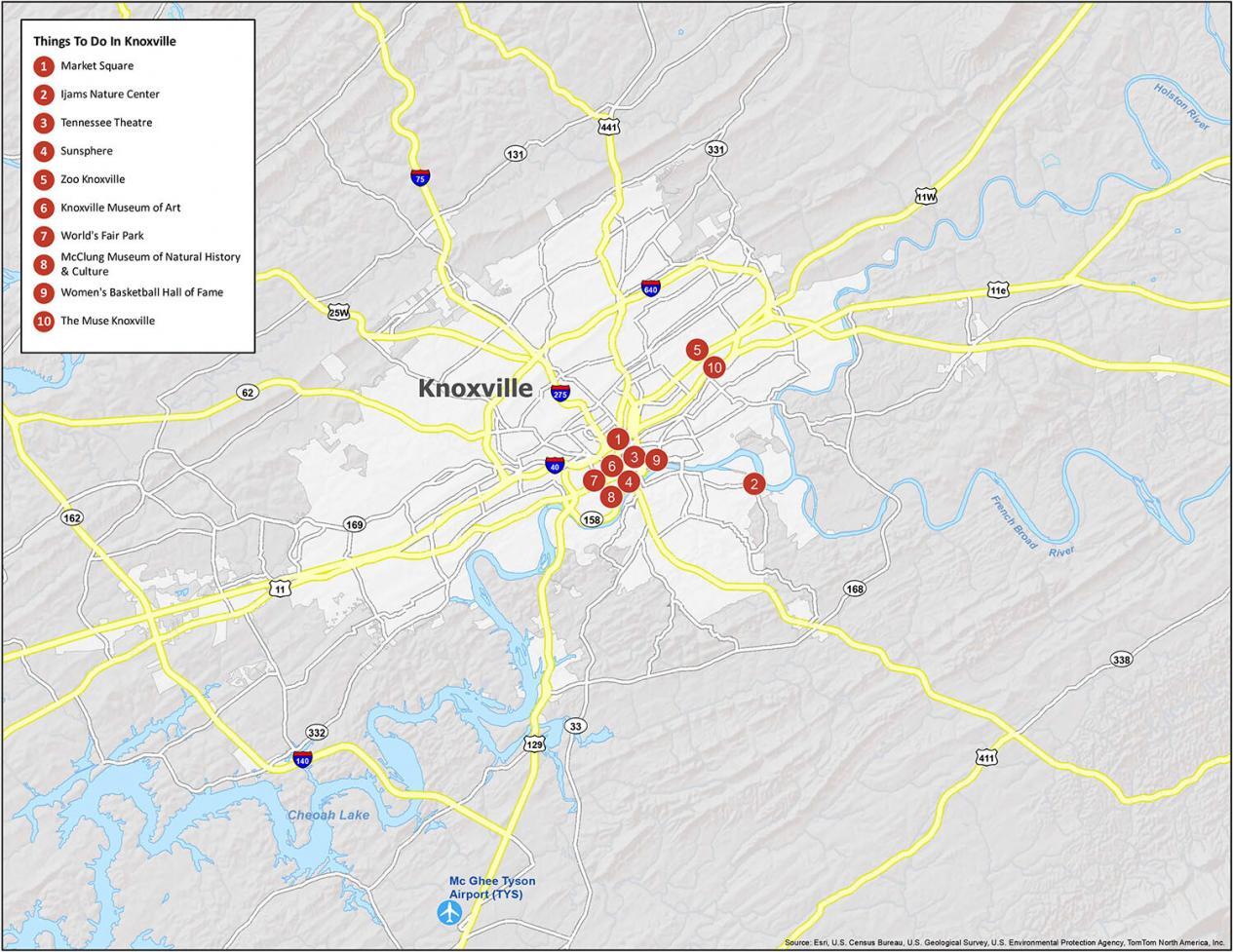 Show Me A Map Of Knoxville Tennessee Map Of Knoxville, Tennessee - Gis Geography