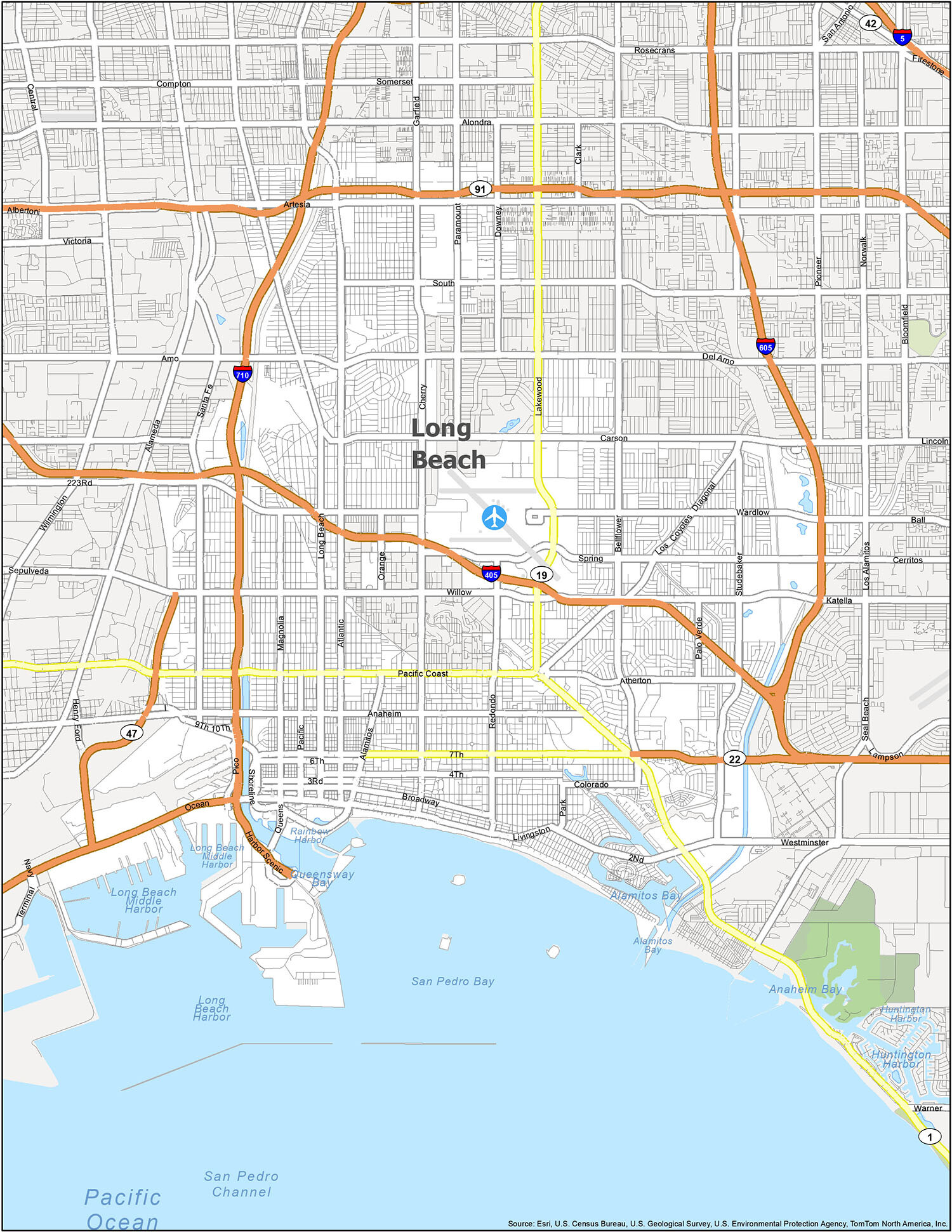 Long Beach California Map GIS Geography