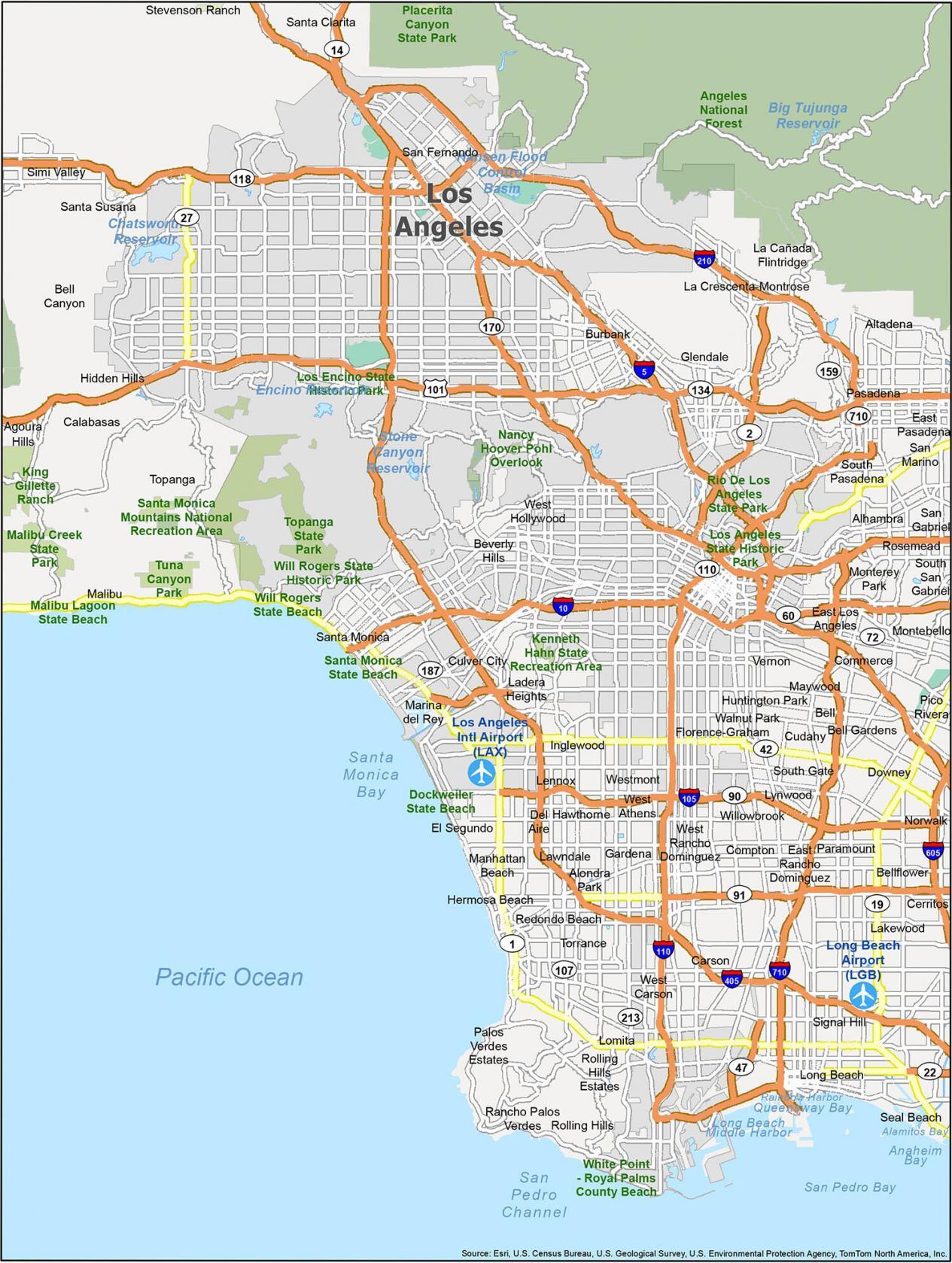 Santa Monica Map, Los Angeles County, CA