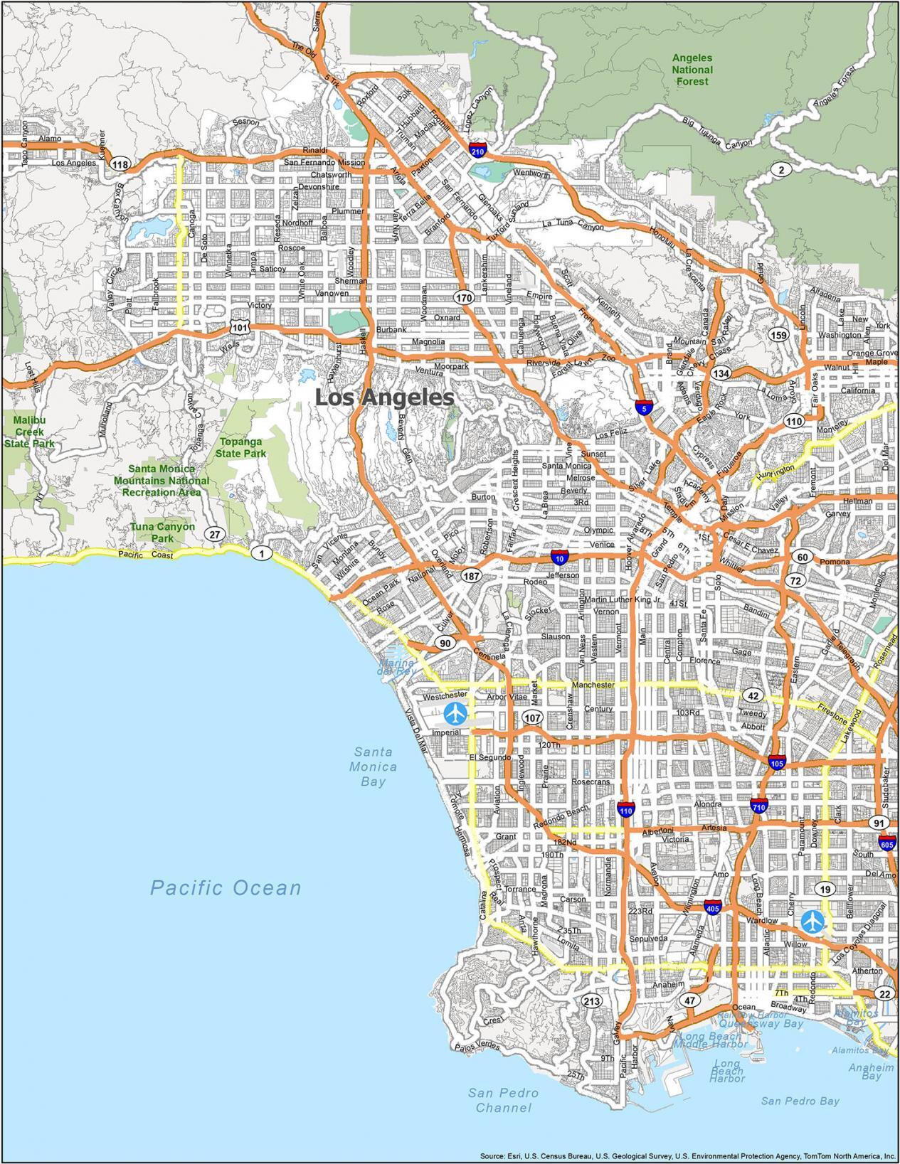 los angeles attractions map