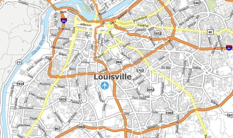 Map of Louisville KY