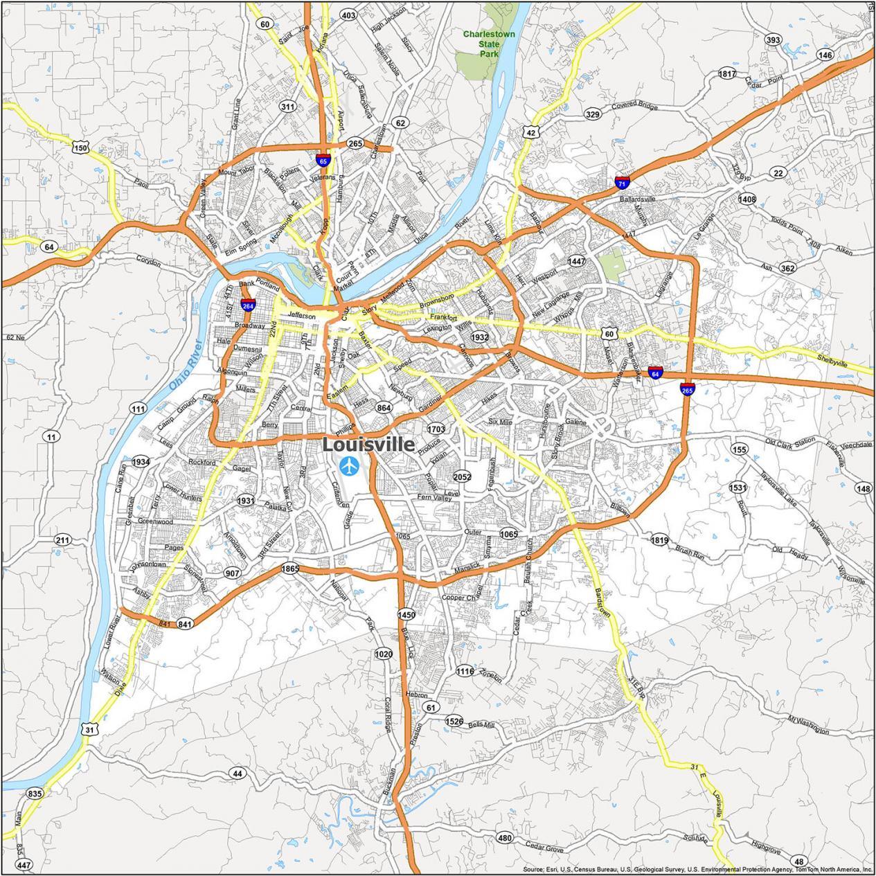 Street Names In Louisville Ky Map Of Louisville Ky - Gis Geography