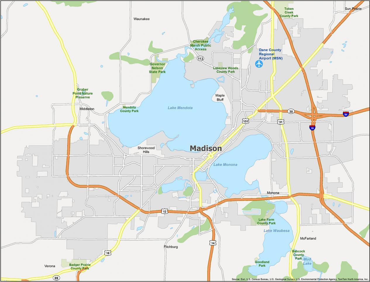 Madison Map Wisconsin