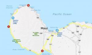 Map of Maui Island, Hawaii