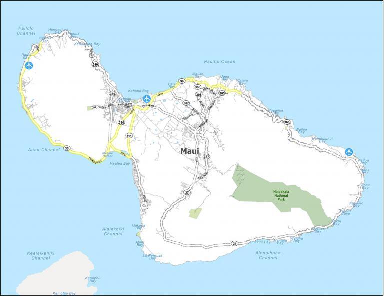 Map of Maui Island, Hawaii GIS Geography