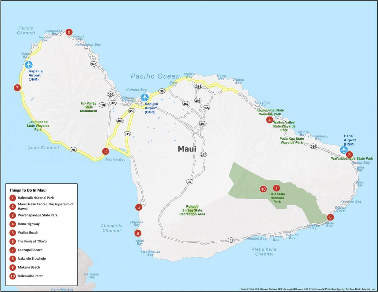 Map of Maui Island, Hawaii GIS Geography