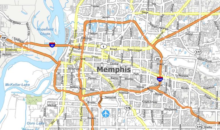 Map of Memphis, Tennessee