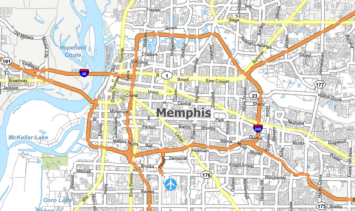 Map Of Memphis Tennessee Map Of Memphis [Tennessee] - Gis Geography