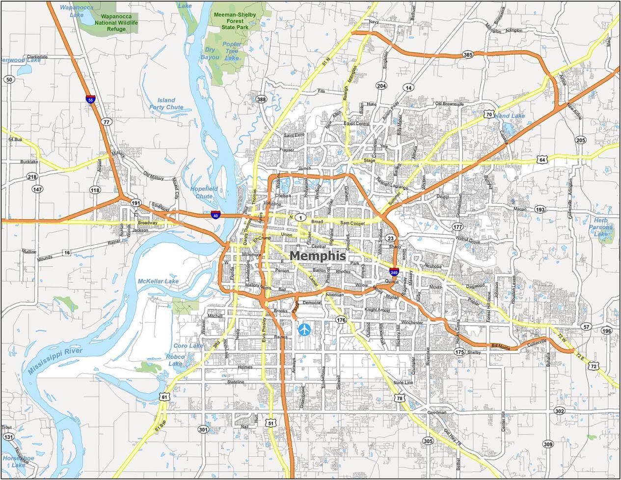 Map Of Memphis Tennessee Map Of Memphis [Tennessee] - Gis Geography