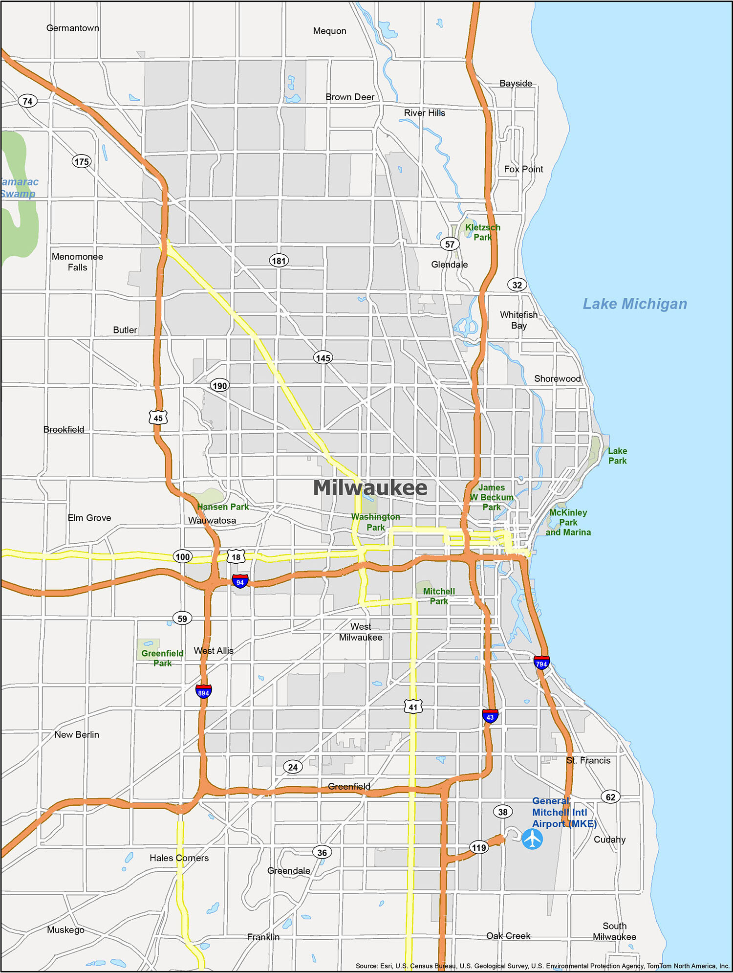 Milwaukee Map Wisconsin 