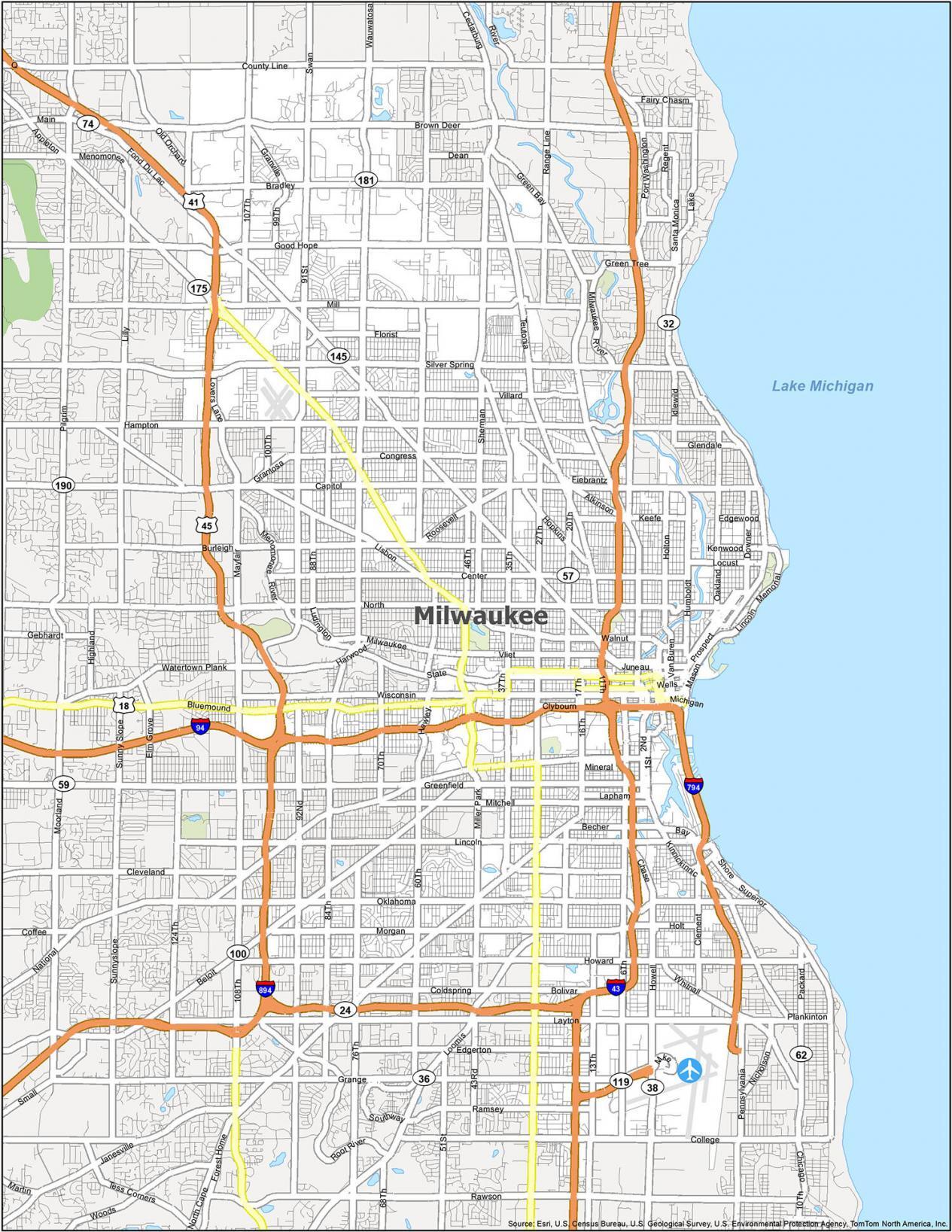 City Of Milwaukee Boundaries Milwaukee Map Collection, Wisconsin - Gis Geography