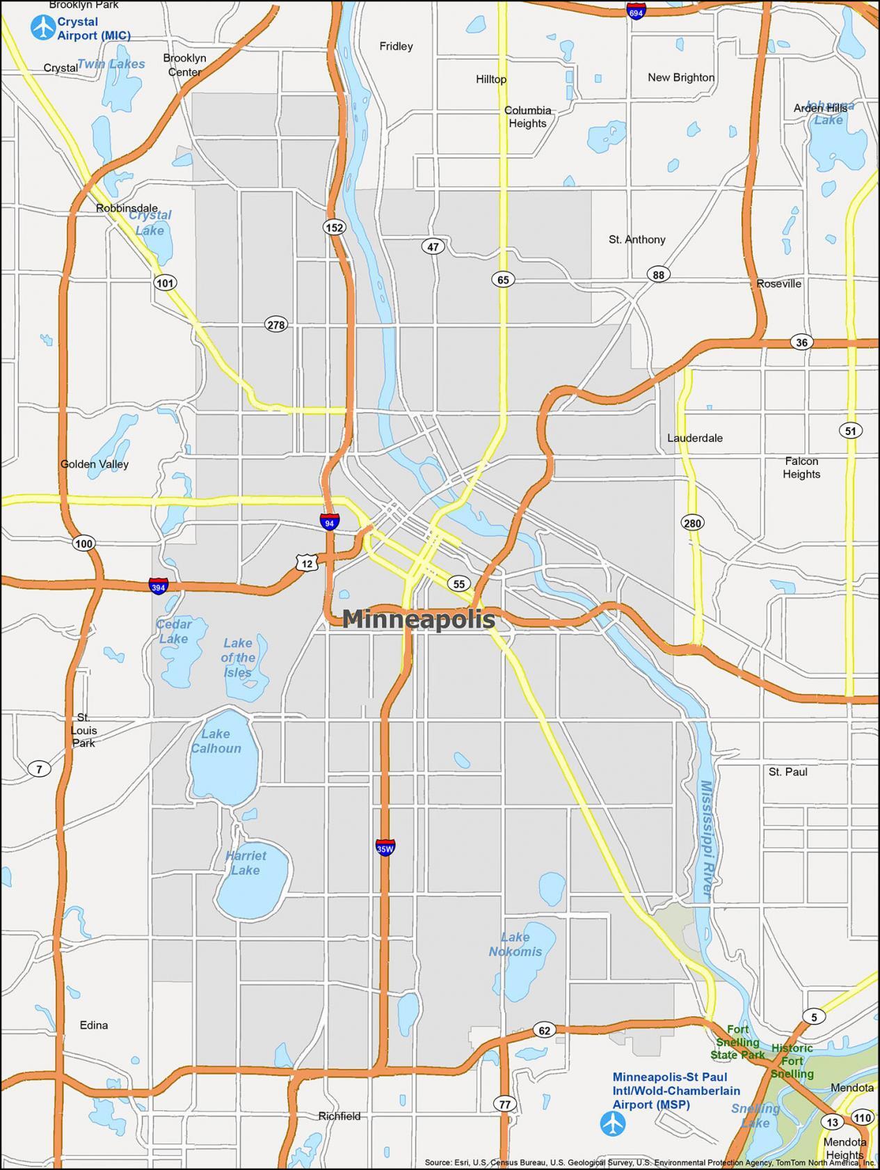 Map of Minneapolis, Minnesota - GIS Geography