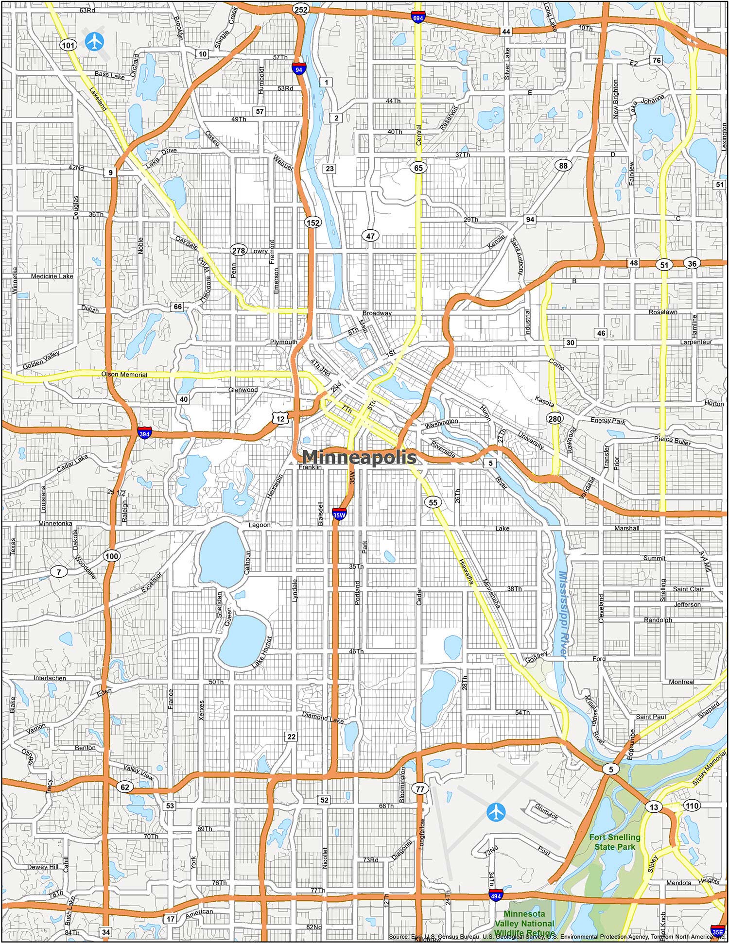 Downtown Minneapolis Street Map