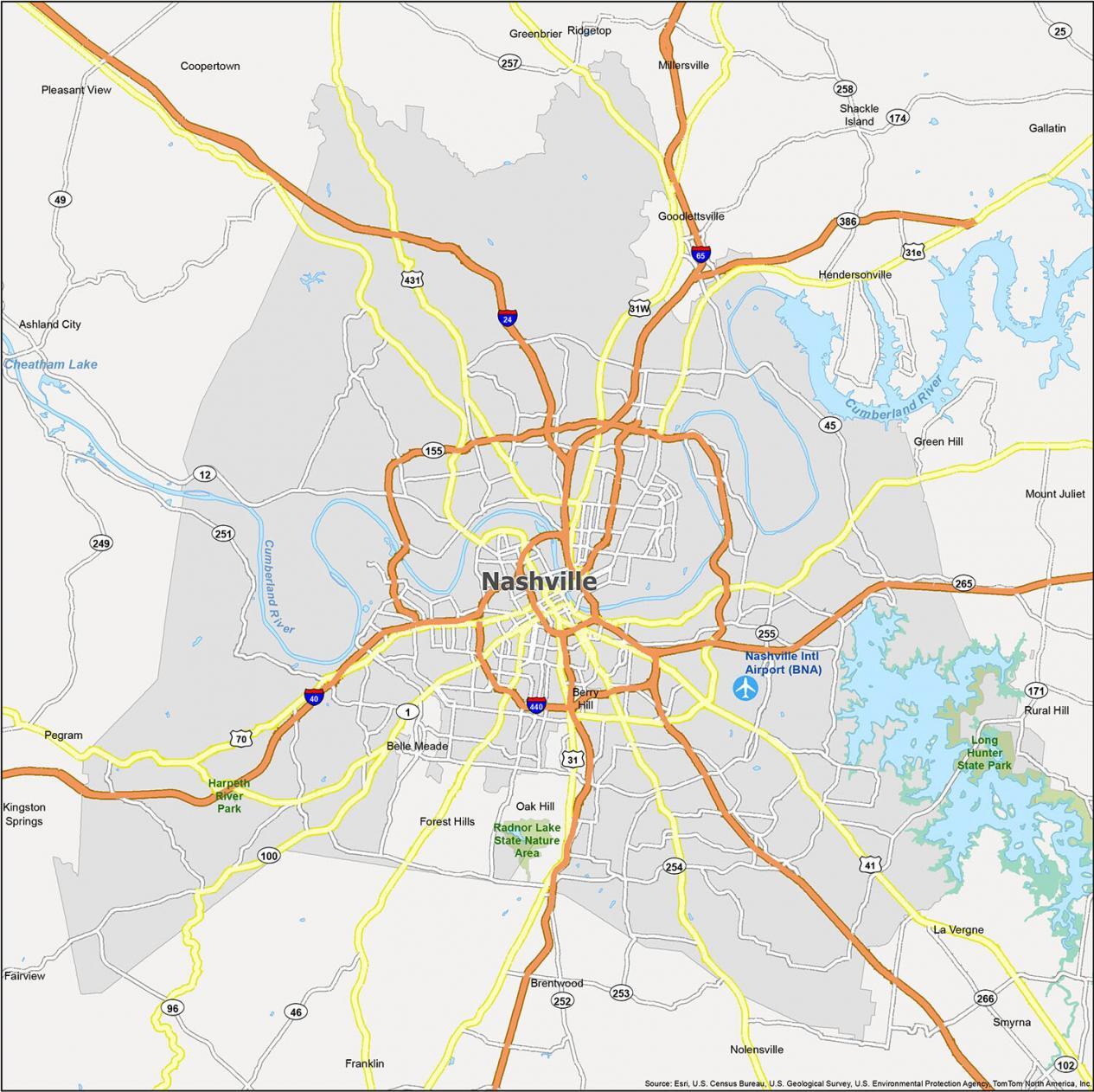 Tourist Map Of Downtown Nashville