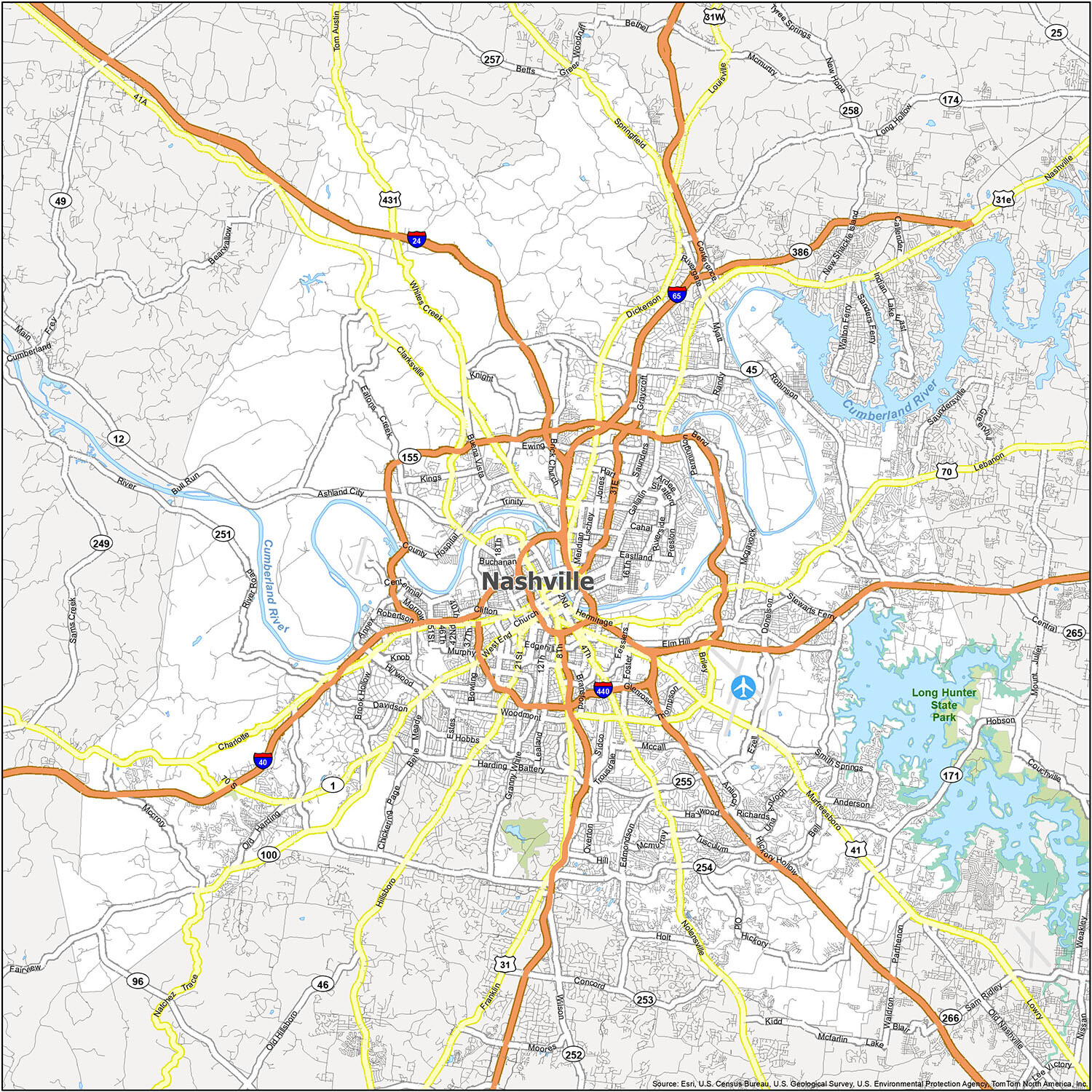 Tourist Map Of Downtown Nashville