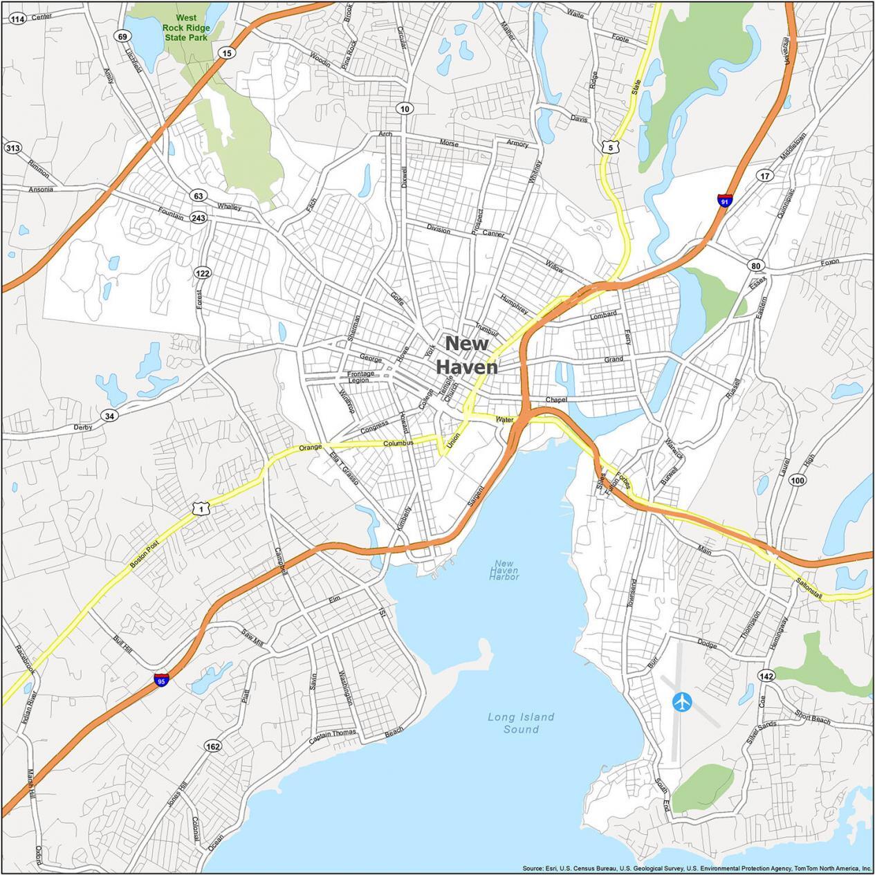 New Haven Connecticut Map GIS Geography   New Haven Road Map 1265x1265 